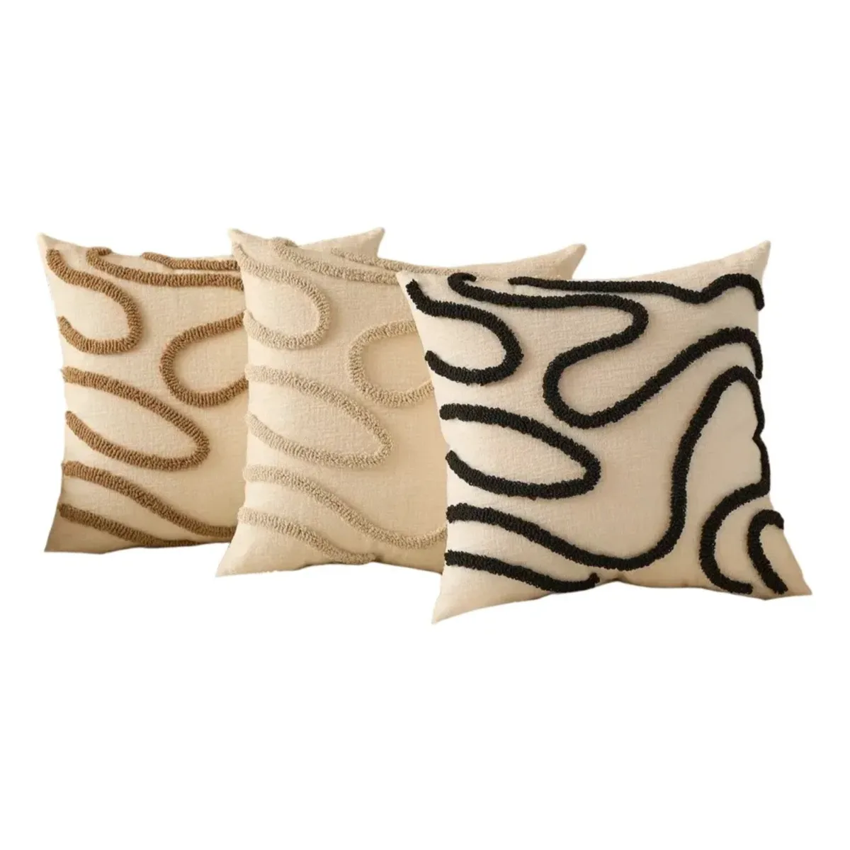 OKAY - Pack 3 Fundas De Cojin Diseño Boho Decoración Blanco 45x45cm
