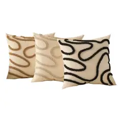 HD HOGAR SPA - Pack 3 Fundas De Cojin Diseño Boho Decoración Blanco 45x45cm