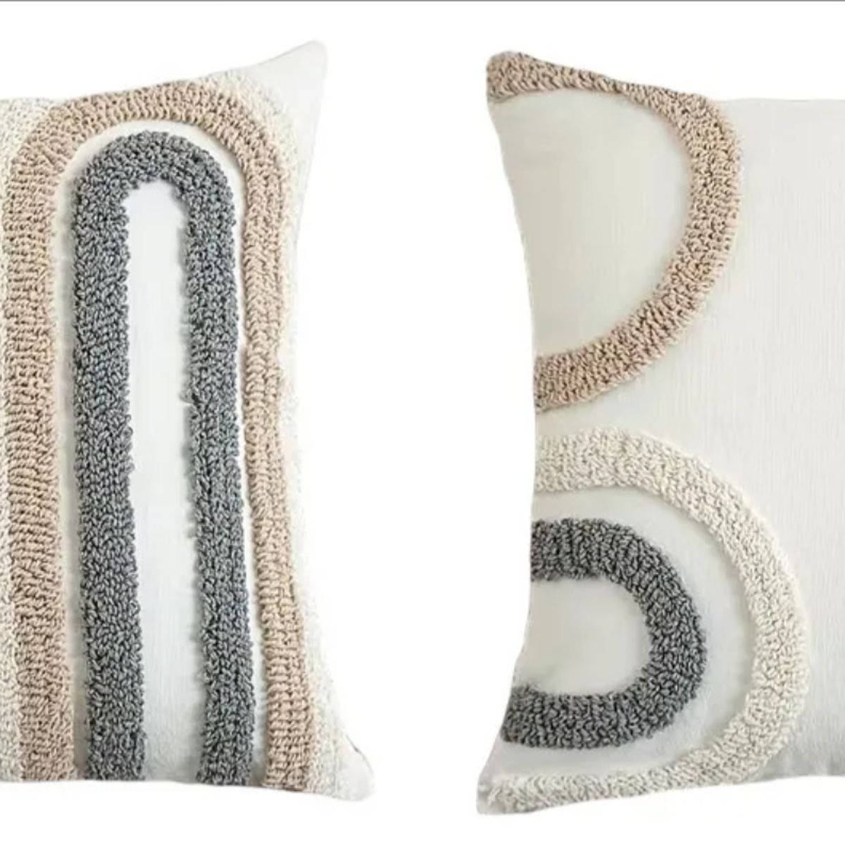 OKAY - Pack 2 Fundas De Cojin Diseño Boho Decoración Blanco 45x45cm