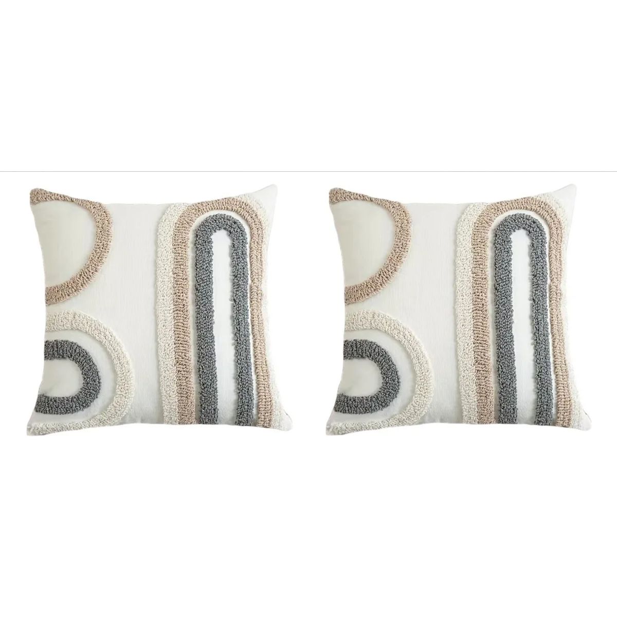 OKAY - Pack 2 Fundas De Cojin Diseño Boho Decoración Blanco 45x45cm