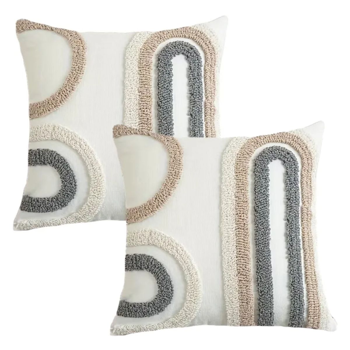 OKAY - Pack 2 Fundas De Cojin Diseño Boho Decoración Blanco 45x45cm