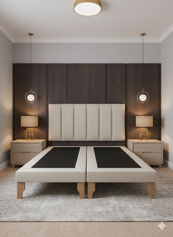 CAMA DOS PLAZA LINEAL BEIGE FELPA