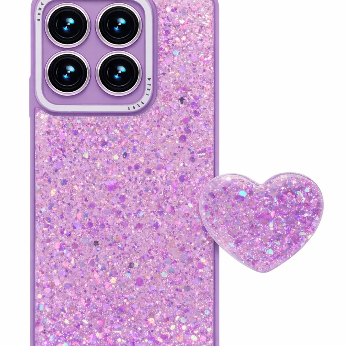 GENERICO - CARCASA PARA MOTOROLA G56 GLITTER BRILLO TURQUESA CON POP SOCKET