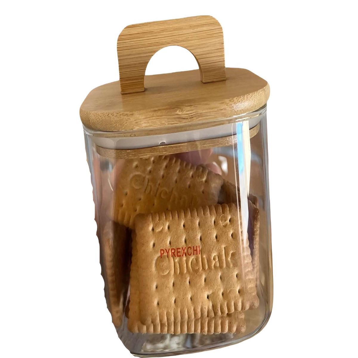 GENERICO - Juego de 4 contenedores con tapa de bambu