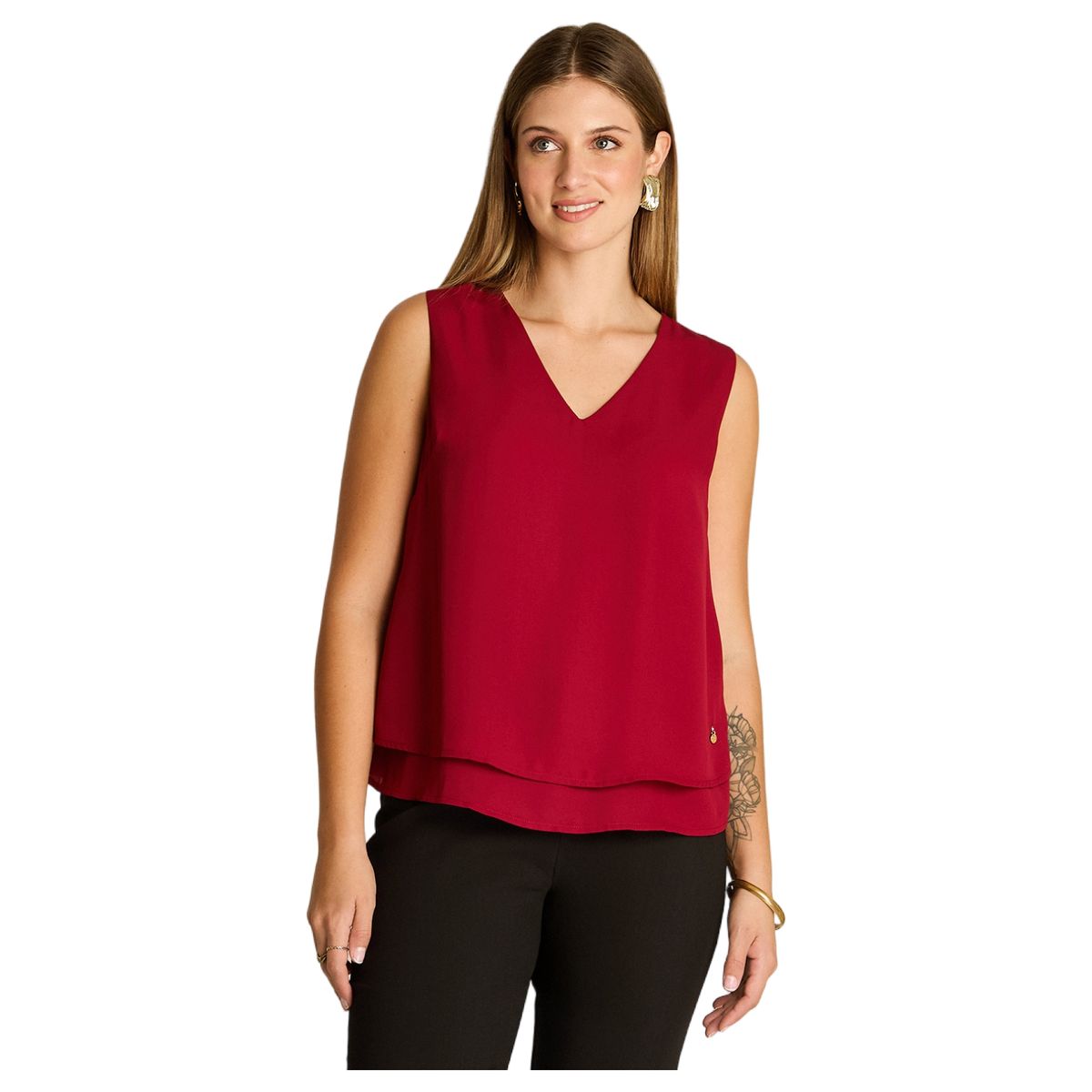 LORENZO DI PONTTI - Blusa Sin Mangas Mujer Rojo Oscuro