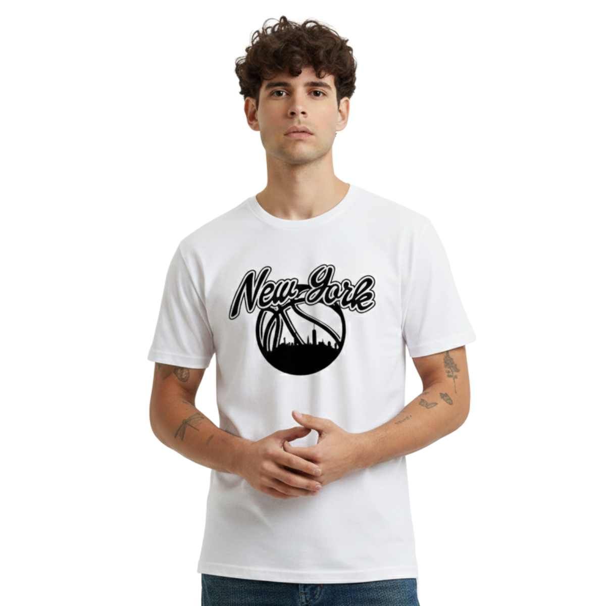 TRIPLE PLAY - Polera Premium 100% Algodón Estampada New York Basket City