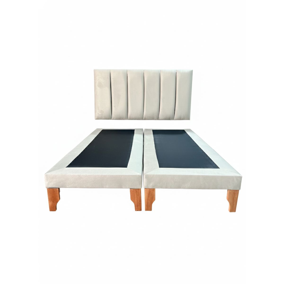 MUEBLES NEW - CAMA KING LINEAL BEIGE FELPA