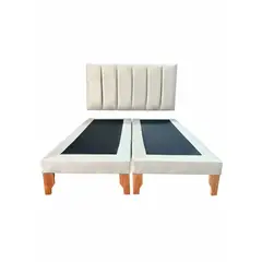 MUEBLES NEW - CAMA KING LINEAL BEIGE FELPA