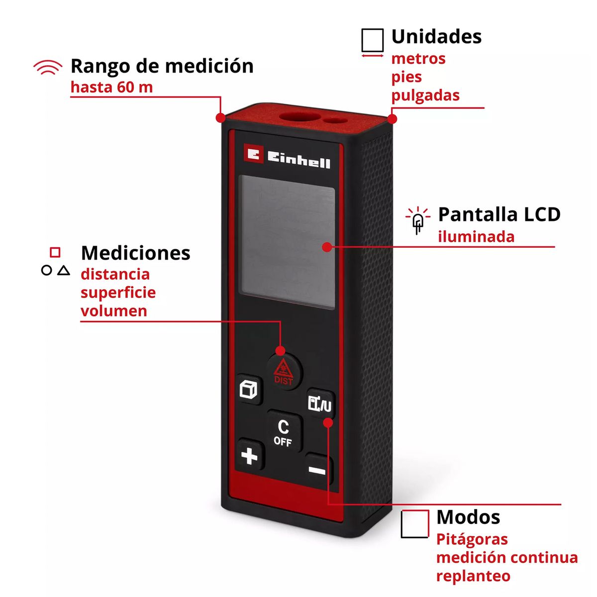 EINHELL - Medidor Laser 60 Mts. Einhell TC-LD 60 R