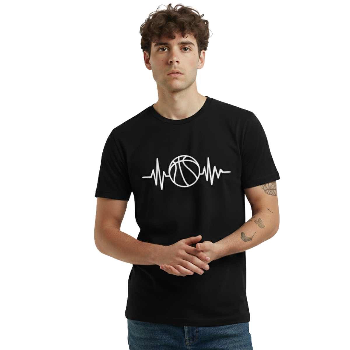 TRIPLE PLAY - Polera Premium 100% Algodón Estampada Basket Pulso