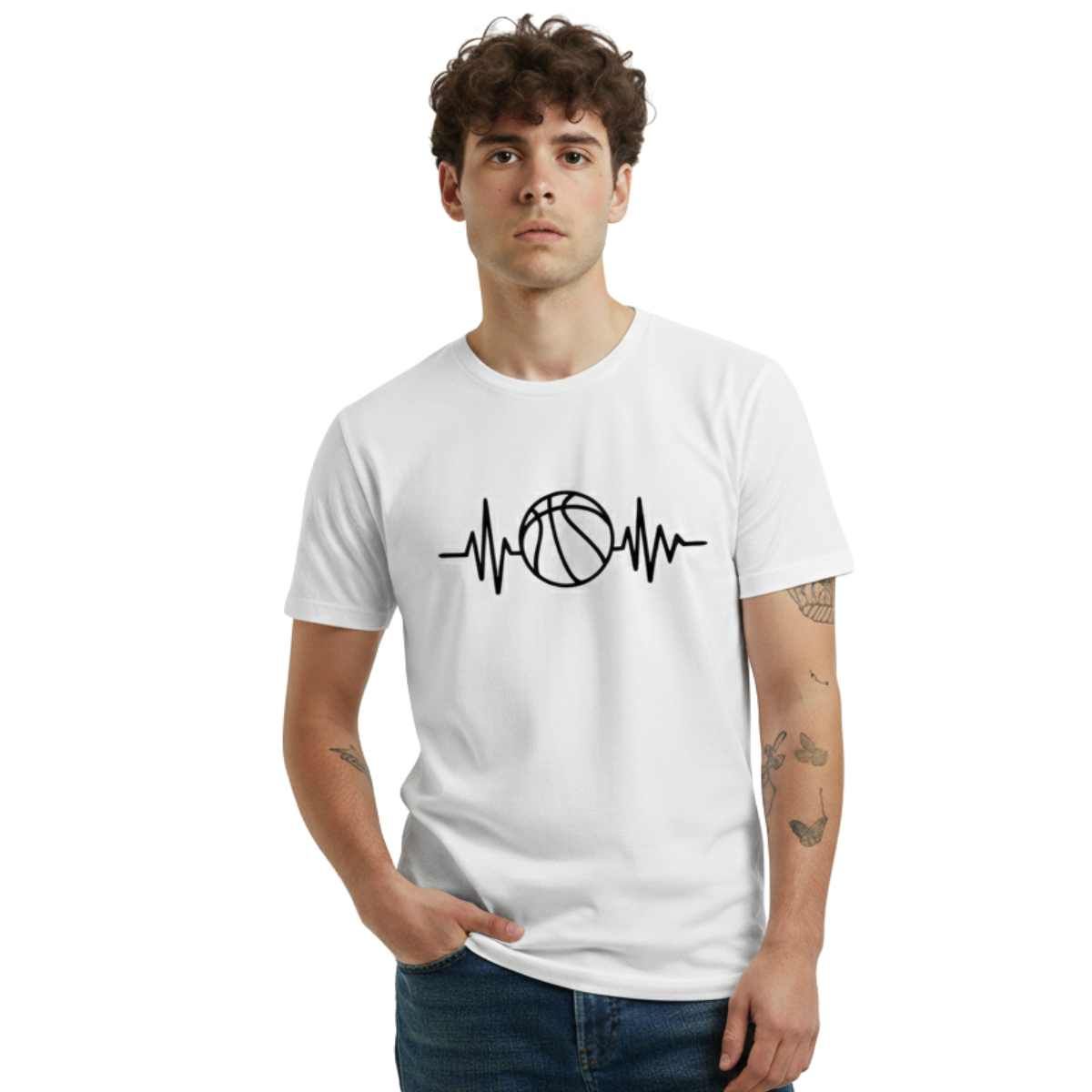 TRIPLE PLAY - Polera Premium 100% Algodón Estampada Basket Pulso