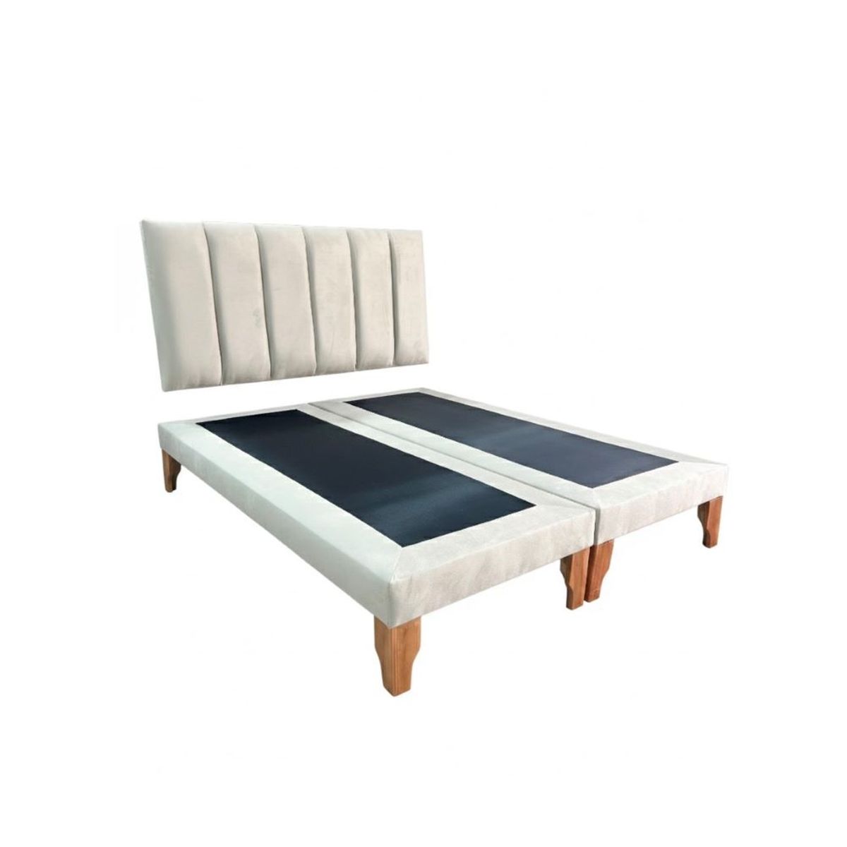 MUEBLES NEW - CAMA SUPER KING LINEAL BEIGE FELPA