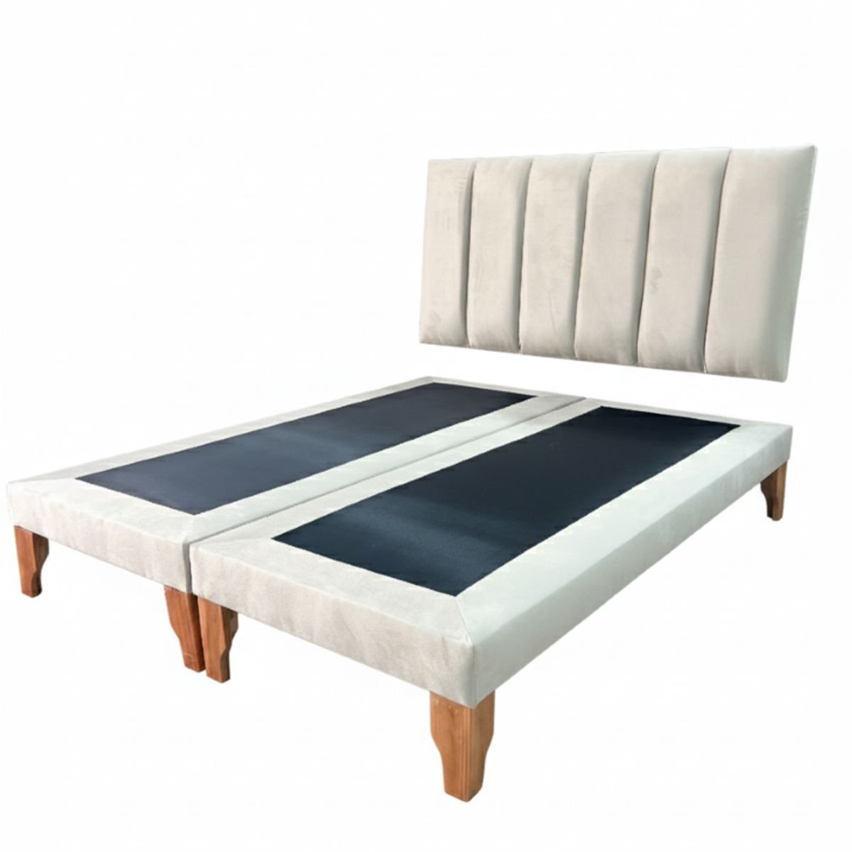 MUEBLES NEW - CAMA SUPER KING LINEAL BEIGE FELPA