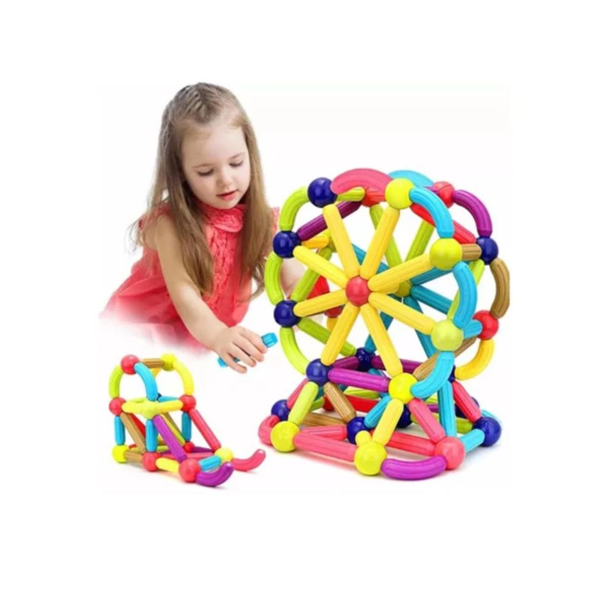 GENERICO - JUEGO DIDACTICO BLOQUES MAGNETICOS CONSTRUCCION 180PCS NIÑOS