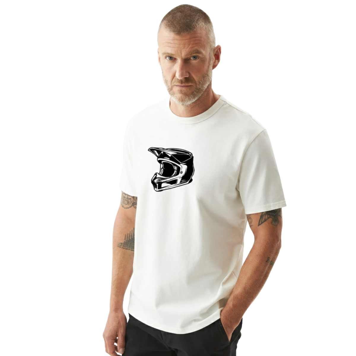 TRIPLE PLAY - Polera Premium 100% Algodón Estampada Casco Motocross