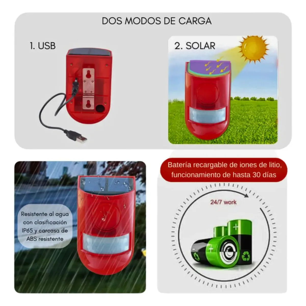MOVI - ALARMA SOLAR CON SENSOR DE MOVIMIENTO 129 DB IMPERMEABLE- PROTECCIÓN 24/7 SIN CABLES