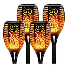 GENERICO - Pack X4 Mini Lampara Luces Solares Antorchas Led Estaca Negro