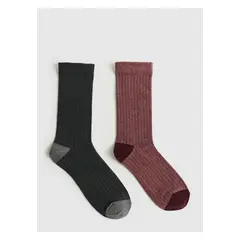 LOUNGE - Set Calcetines Rib Caña Alta Puntas Bicolor Dreamy