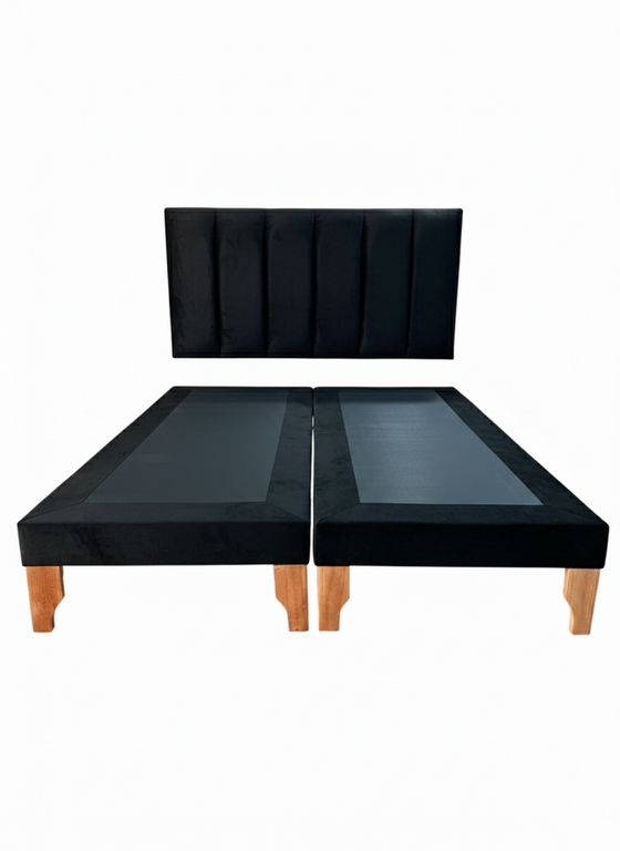 CAMA KING LINEAL NEGRO FELPA