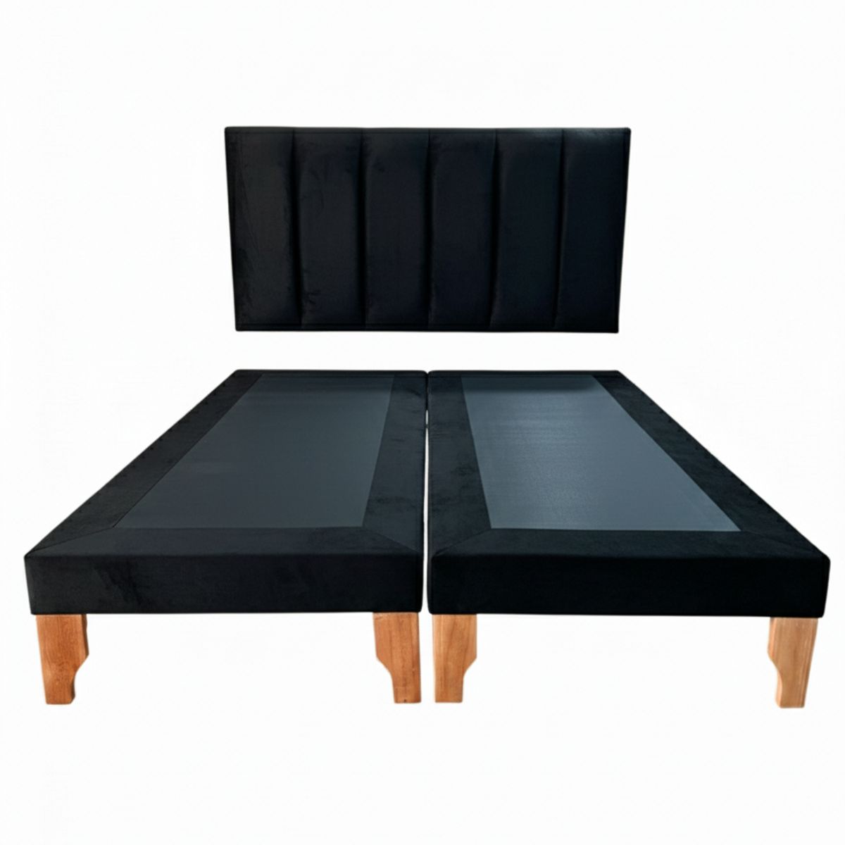 MUEBLES NEW - CAMA KING LINEAL NEGRO FELPA