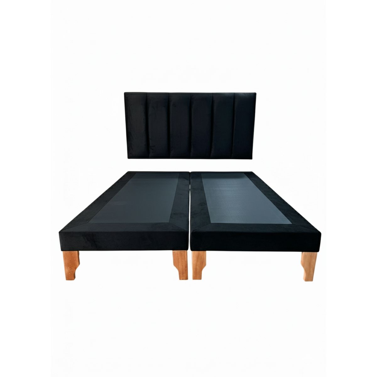 MUEBLES NEW - CAMA KING LINEAL NEGRO FELPA