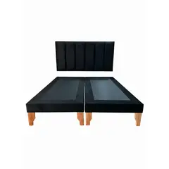 MUEBLES NEW - CAMA KING LINEAL NEGRO FELPA