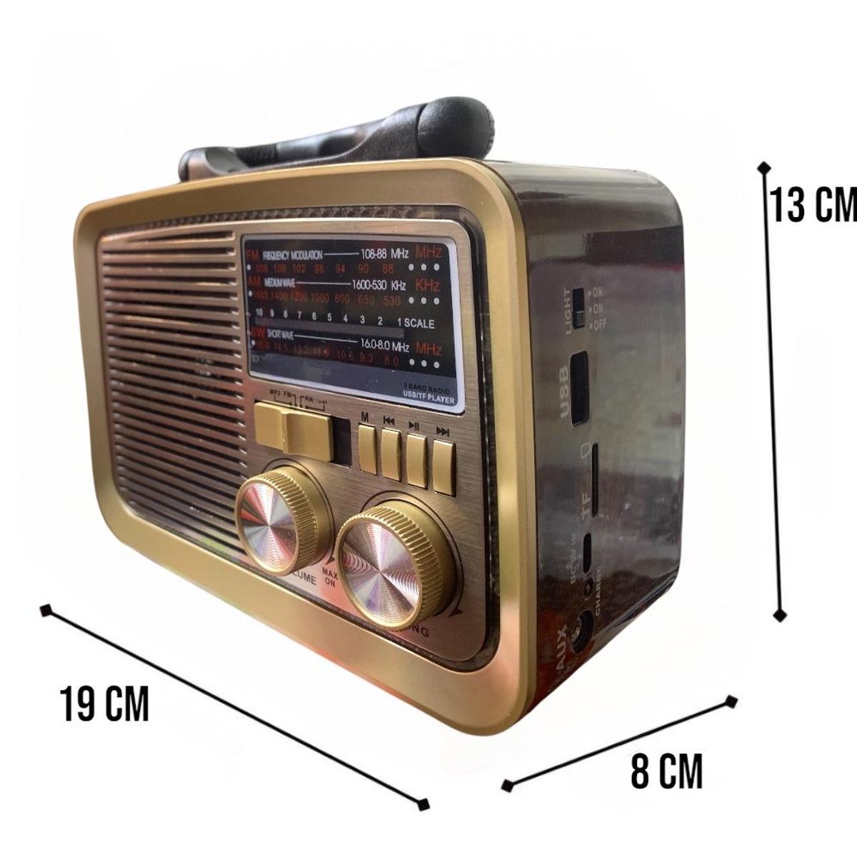 GENERICO - Radio Linterna Portátil Solar Bluetooth Recargable Retro Vintage