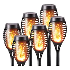 GENERICO - Pack X6 Mini Lampara Luces Solares Antorchas Led Estaca Negro