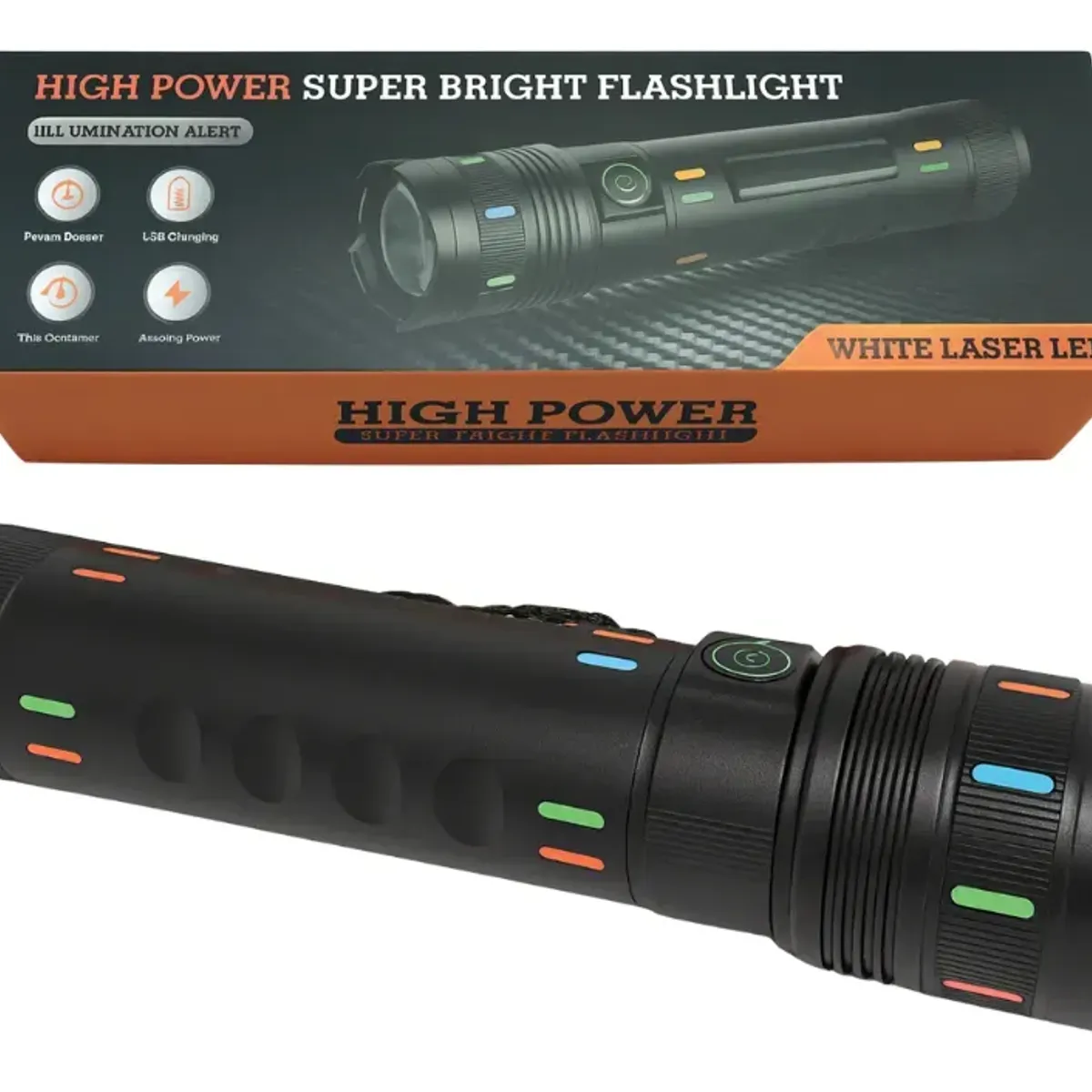 GENERAL - Linterna Led Recargable Usb Con Zoom Alcance +100m