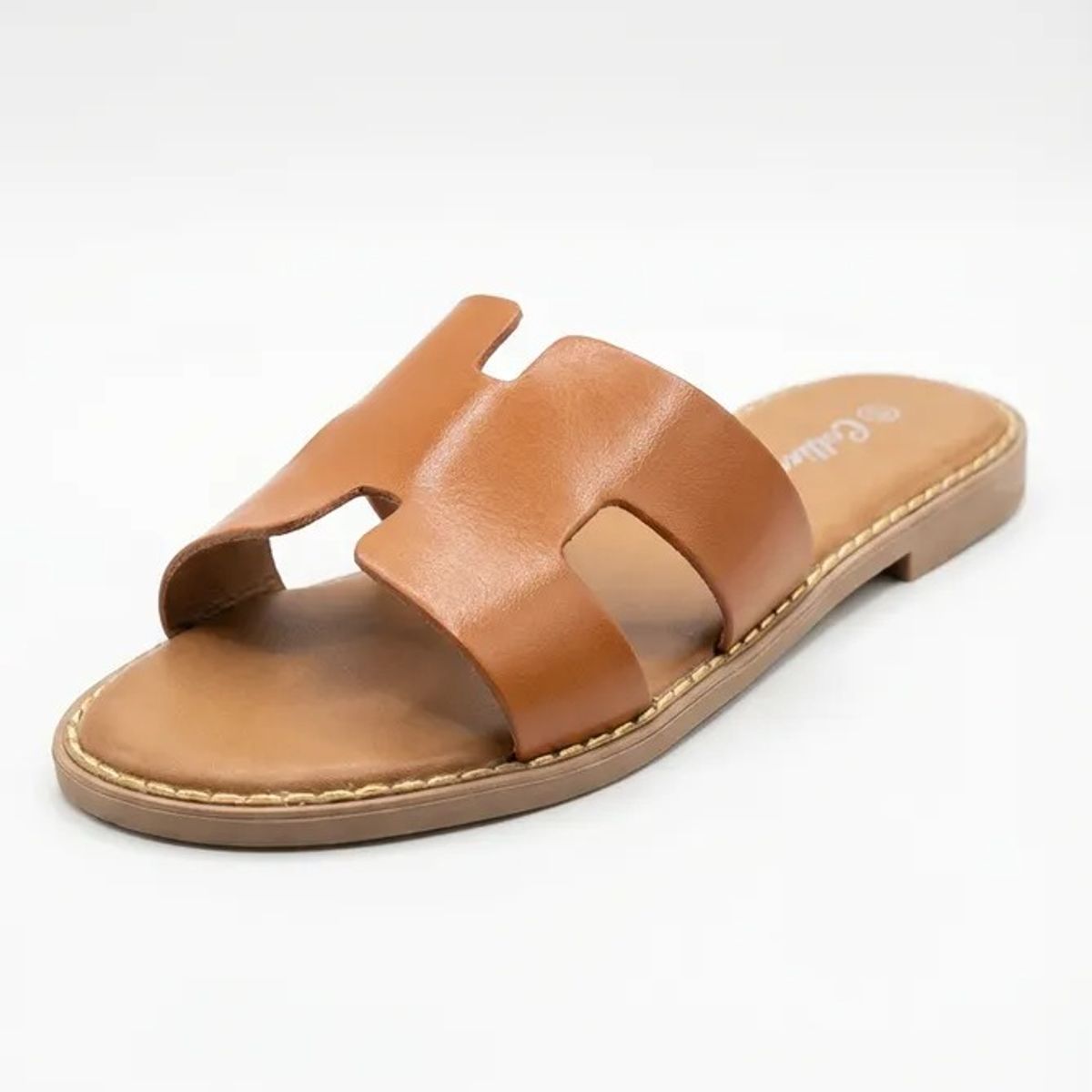 BOVINITA - Sandalia Mujer Chala Mule Plana Verano Camel Tira H Playa