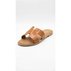 BOVINITA - Sandalia Mujer Chala Mule Plana Verano Camel Tira H Playa