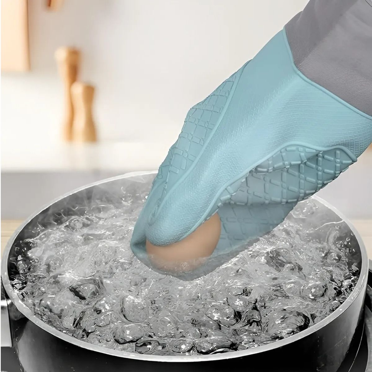 PASTELERIUSCL - Pack X2 Guantes Silicona Para Horno Toma Olla Guante Cocina Gris Guantes Silicona 27cm Turquesa