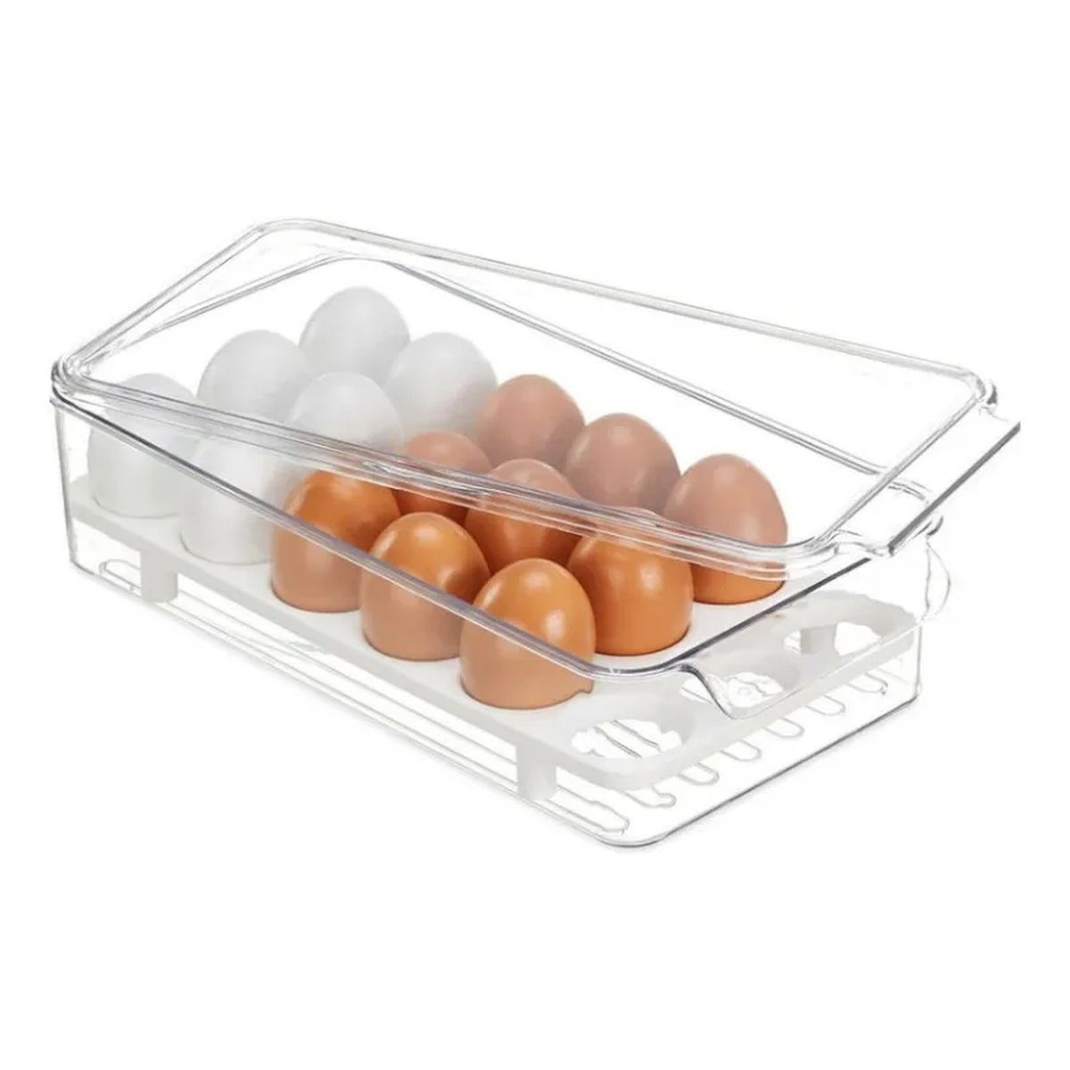 GENERICO - Contenedor de Huevos Apilable con Tapa Transparente 18 Compartimentos Plástico 315x165x8 cm