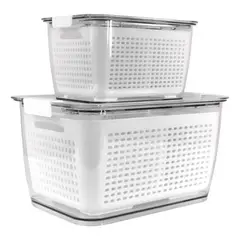 GENERICO - Contenedores de Alimentos Herméticos Plásticos Transparentes Set de 2