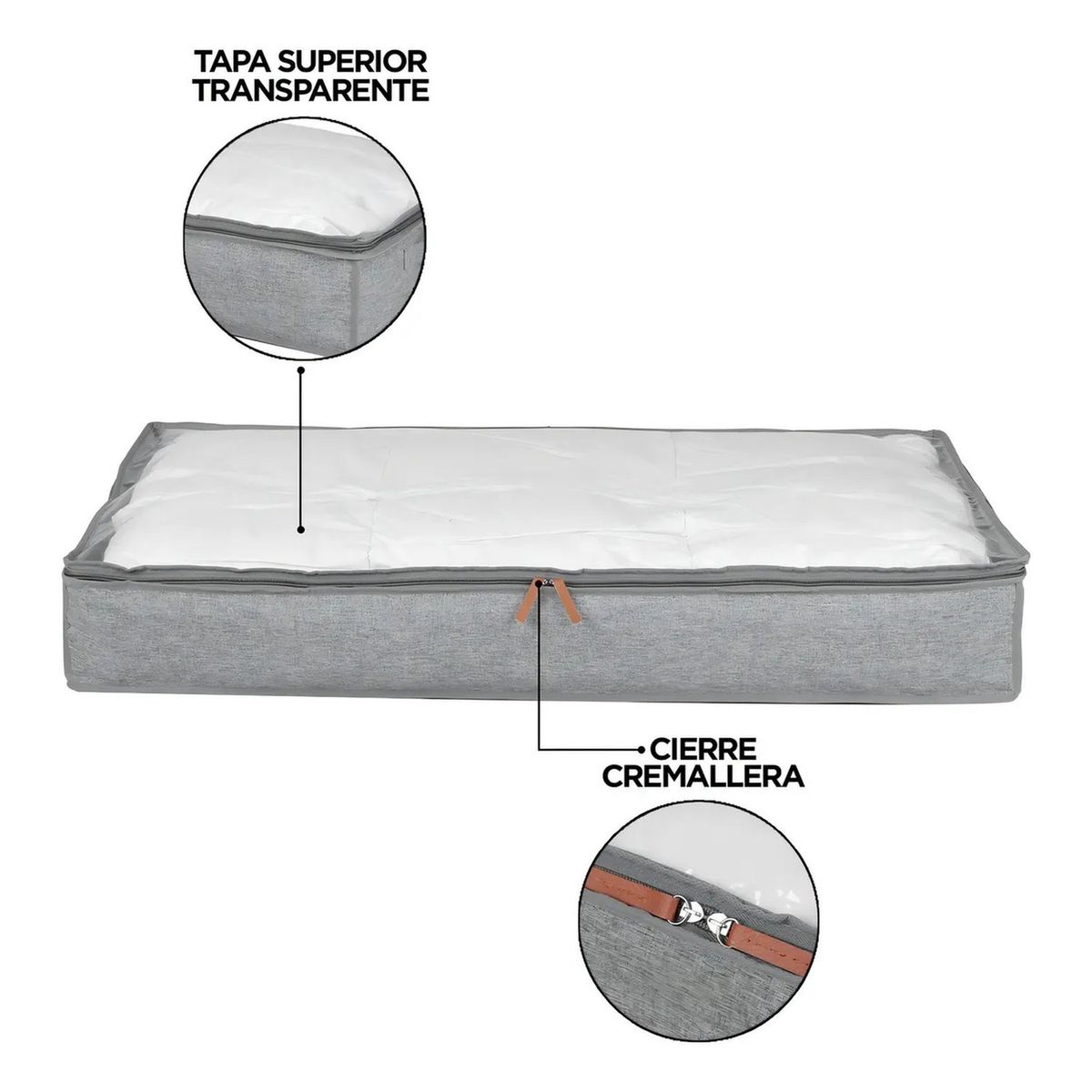 GENERICO - Caja Organizadora Tela Transpirable Tapa Transparente Con Zíper