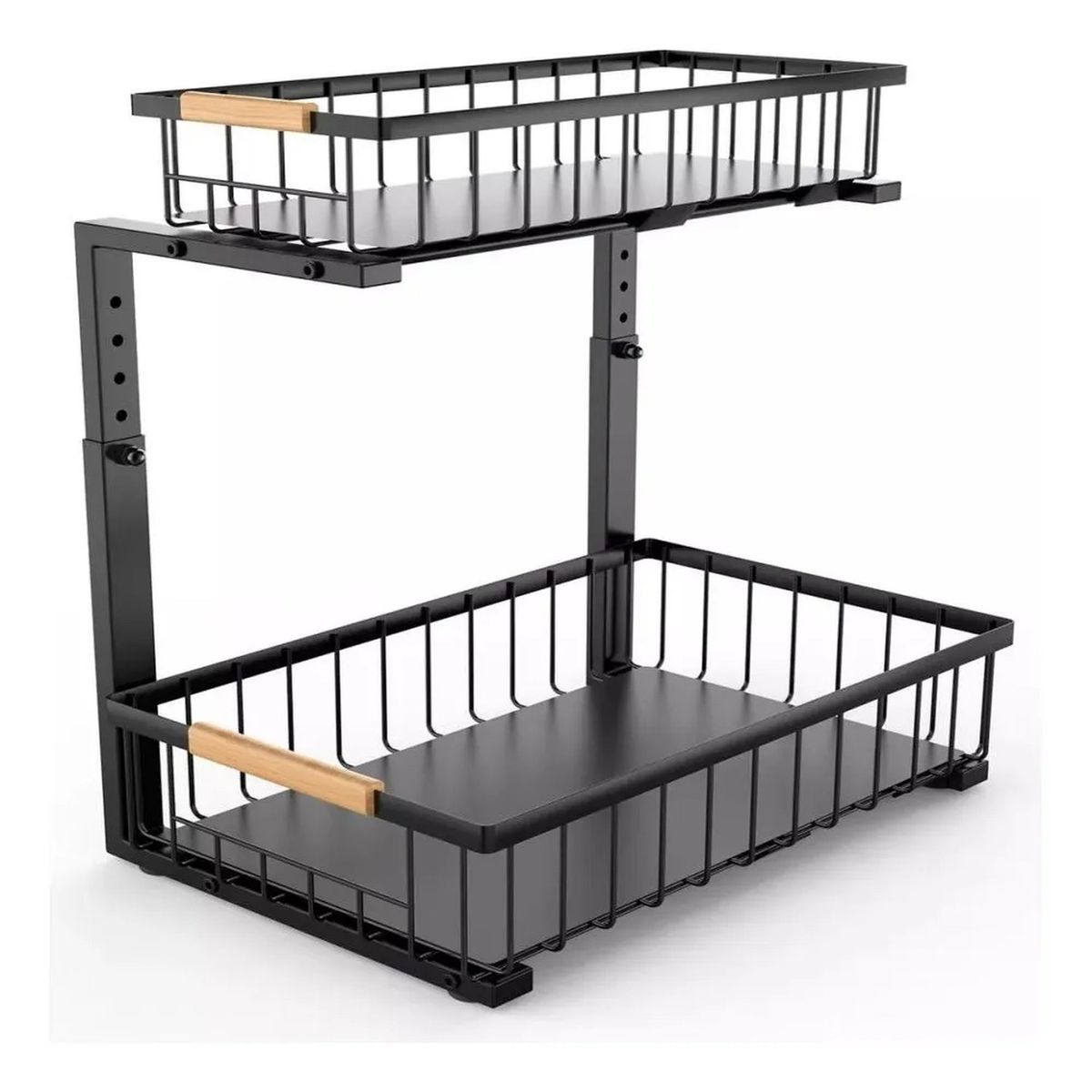 GENERICO - Organizador De Cocina 2 Niveles Ajustable Metal Negro