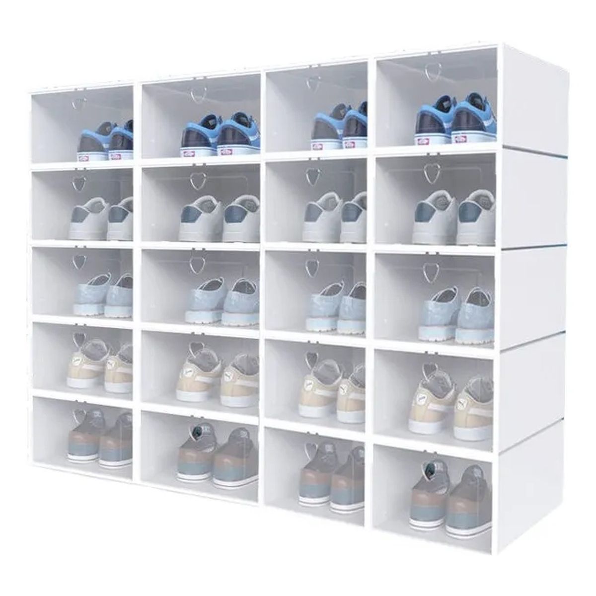 GENERICO - Organizador de Zapatos Apilable Plástico Blanco Caja x6