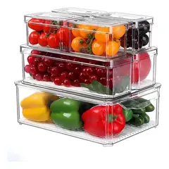 GENERICO - Contenedores Organizadores de Refrigerador Plástico Transparente Apilables