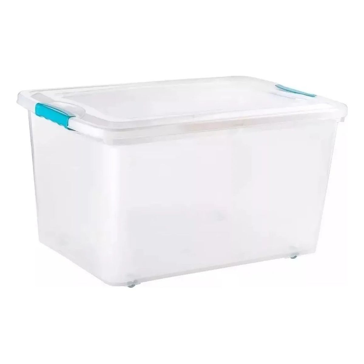 GENERICO - Caja Plástica Transparente Con Tapa Hermética Y Ruedas 60L