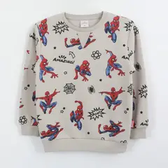 MARVEL - Polerón Cerrado Niño Full Print Spiderman Blanco