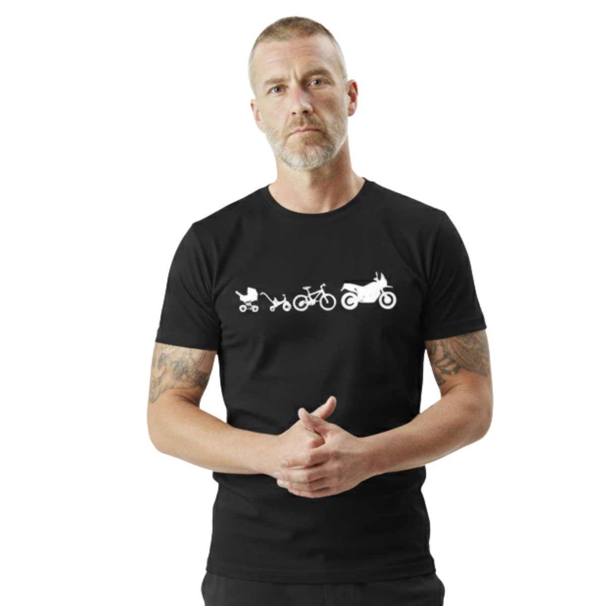 TRIPLE PLAY - Polera Premium 100% Algodón Estampada evolución motocicleta
