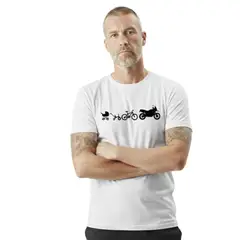 TRIPLE PLAY - Polera Premium 100% Algodón Estampada evolución motocicleta