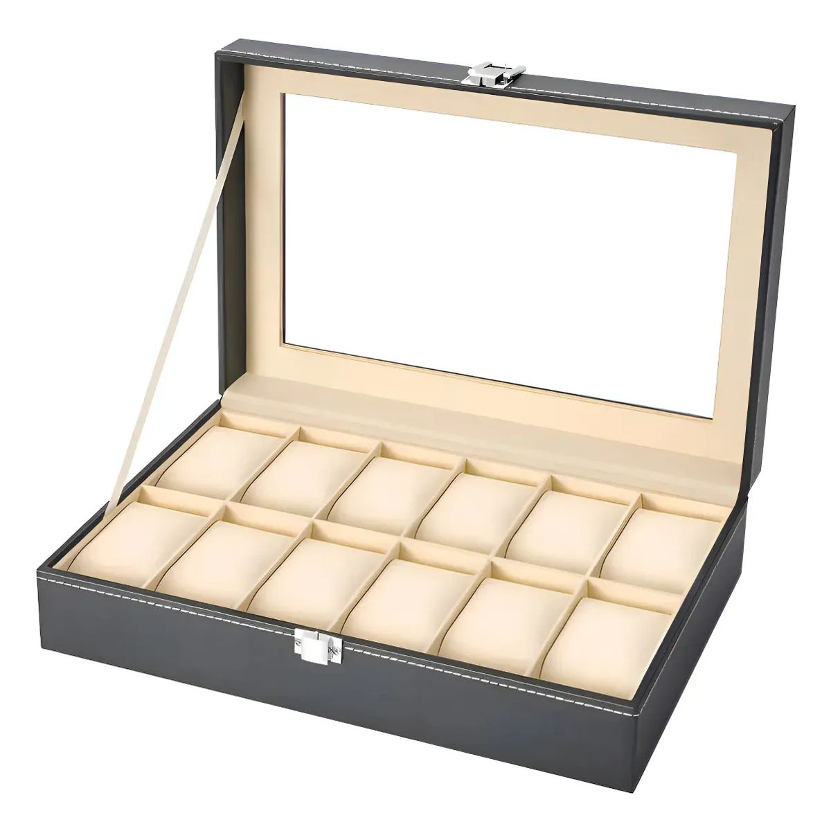 GENERICO - Caja Para Relojes 12 Puestos Con Almohadillas Extraíbles