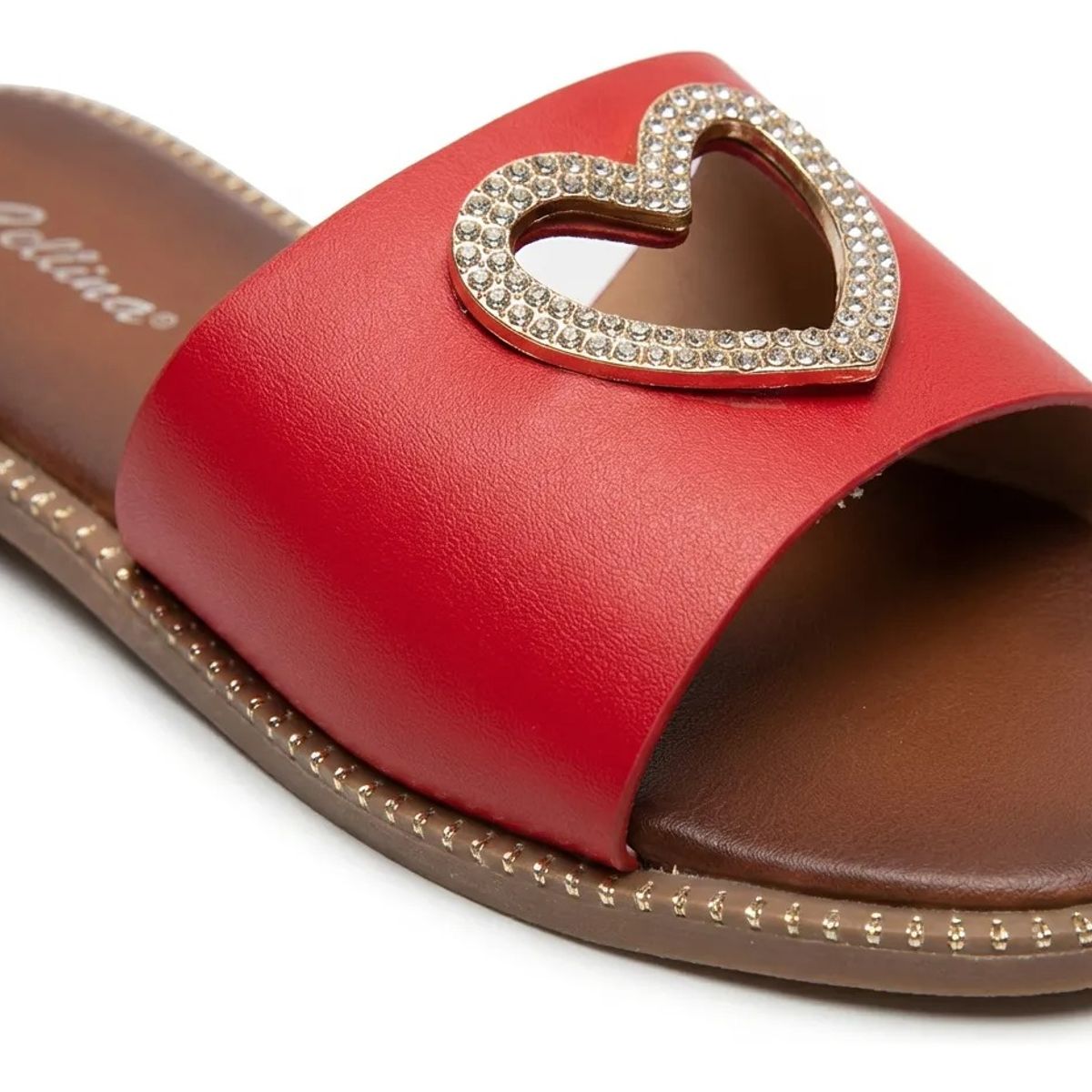 BOVINITA - Sandalia Mujer Chala Roja Carmin Corazon Verano Playa Comoda