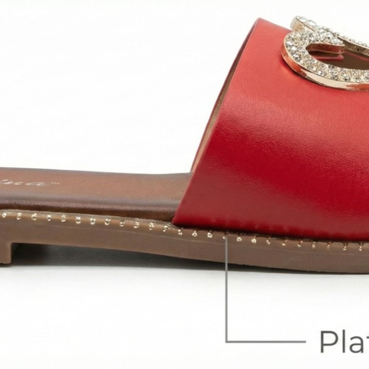 BOVINITA - Sandalia Mujer Chala Roja Carmin Corazon Verano Playa Comoda