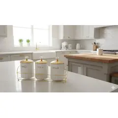 GENERICO - SET DE TRES RECIPIENTES ORGANIZADORES DE COCINA COLOR BLANCO