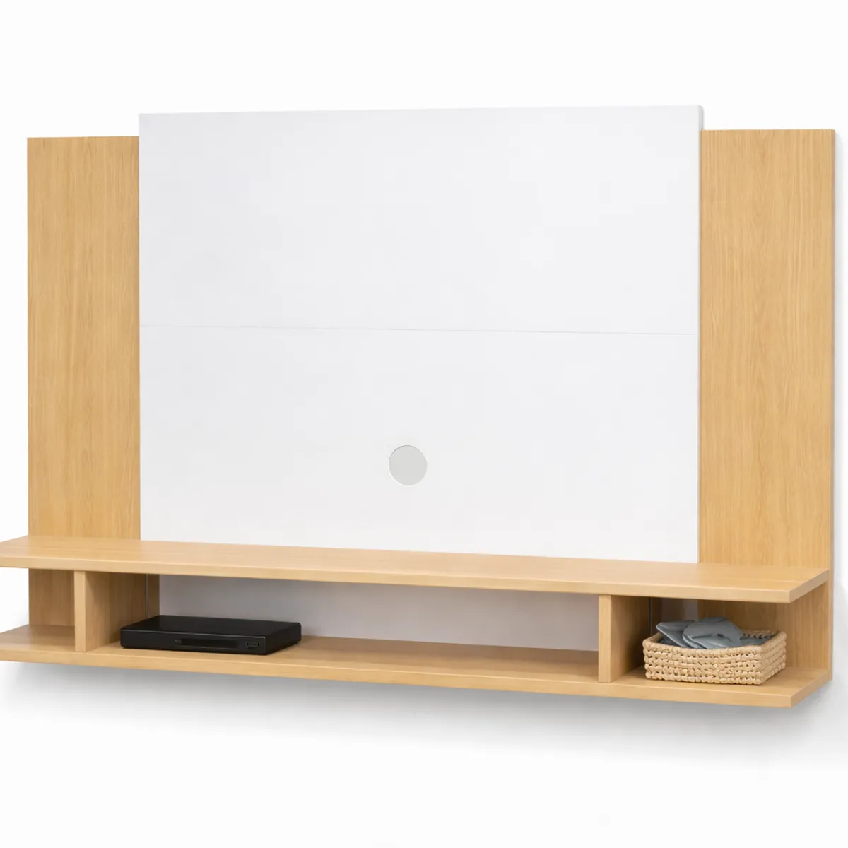 SPACE HOME - Rack Panel para TV 50” Madera Clara MDF Moderno 118,5 cm