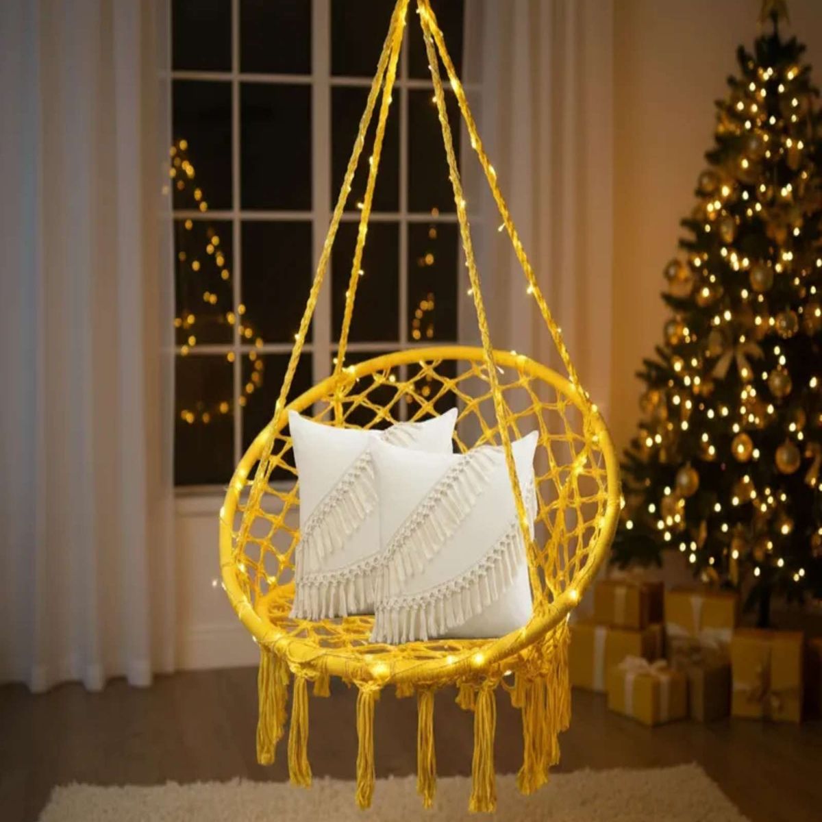 GENERICO - Silla Colgante Hamaca MAS 2 cojines INTERIOR Y EXTERIOR