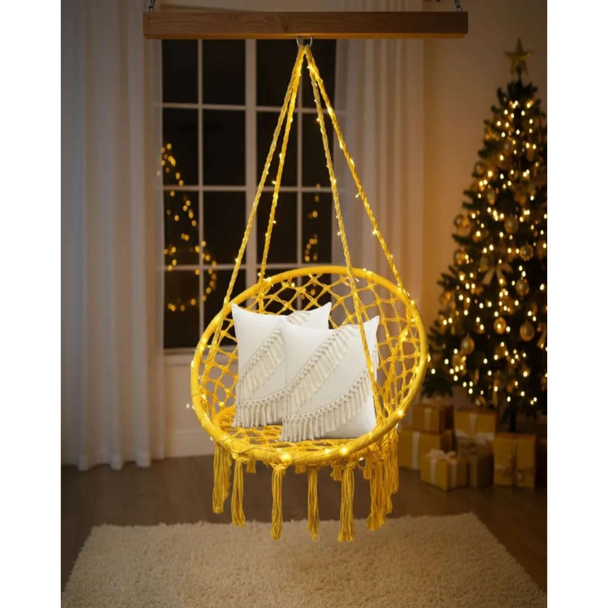 GENERICO - Silla Colgante Hamaca MAS 2 cojines INTERIOR Y EXTERIOR