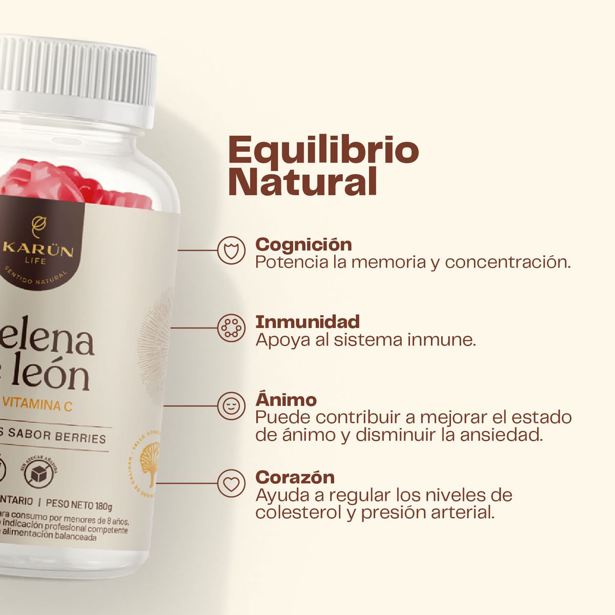 KARUNLIFE - Pack Melena de León en 60 Gomitas + Focus 60 Cap Karun Life